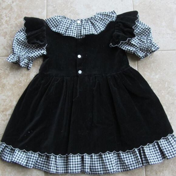 Vintage Size 5 Velvet & Gingham Ruffle Holiday Special Occasion Dress - Picture 3 of 3